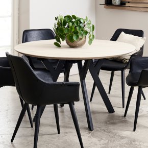 Rundt spisebord i massiv eg - �128 cm - valgfri farve (Boston)