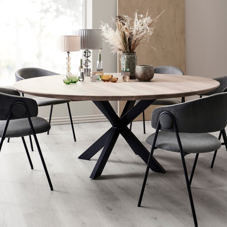 Rundt spisebord i massiv eg - �180 cm - valgfri farve (Chicago)