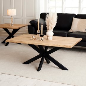 Caf�-/bar-/sofabord i massiv eg - 130 x 72 cm - valgfri farve (Curve)