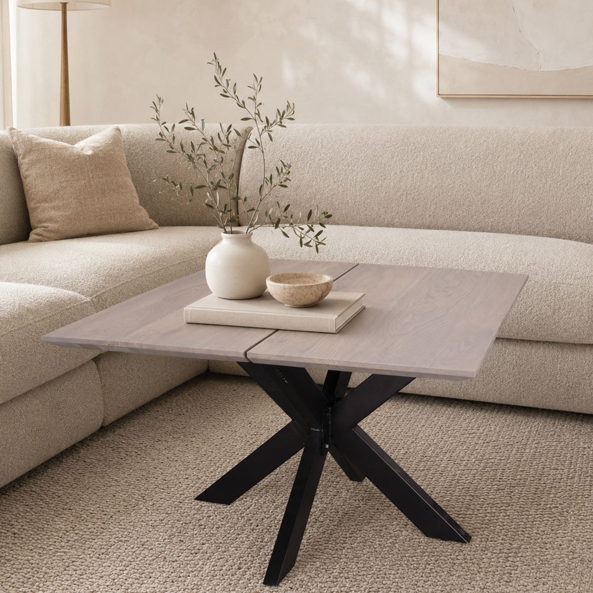 Vidar 80x80x3cm.  sofabordplade i massiv eg - 8 valgfri farve 