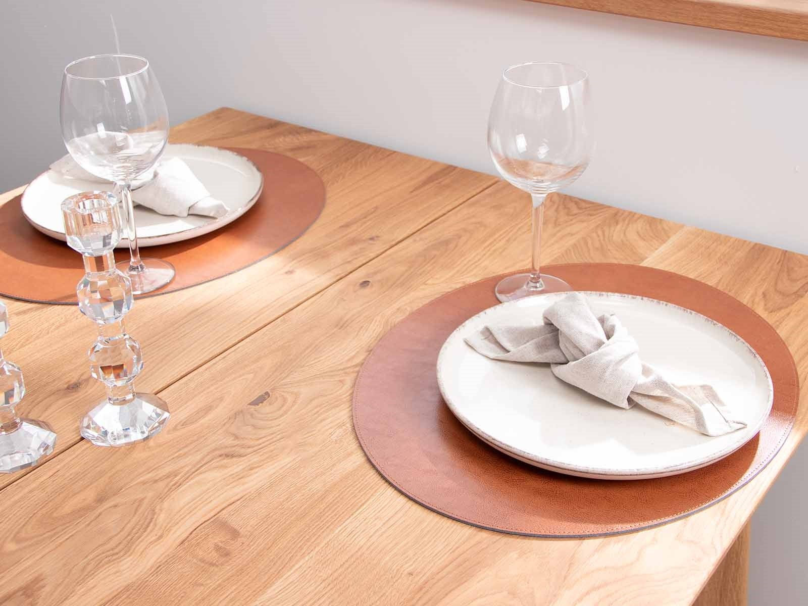 Oval d�kkeserviet - Cognac bonded l�der