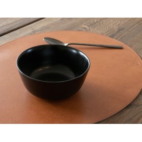 Oval d�kkeserviet - Cognac bonded l�der