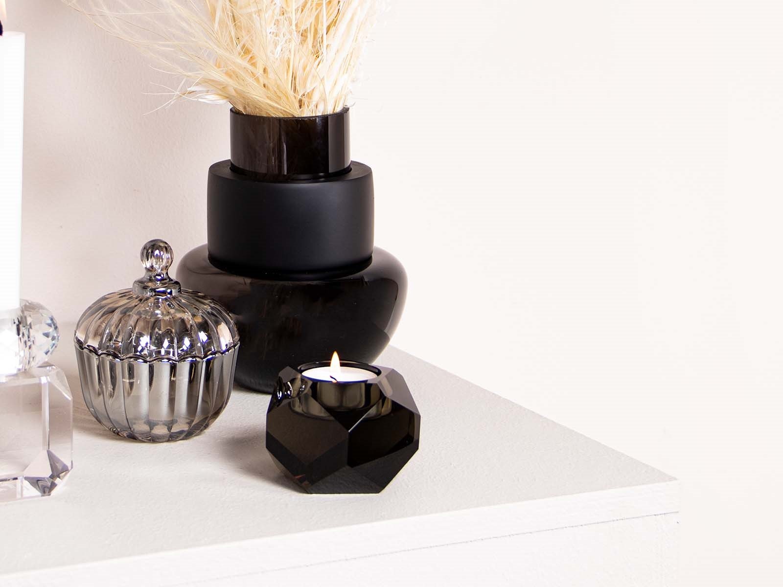 Krystal fyrfadsstage - Taks, smoke (Restparti)