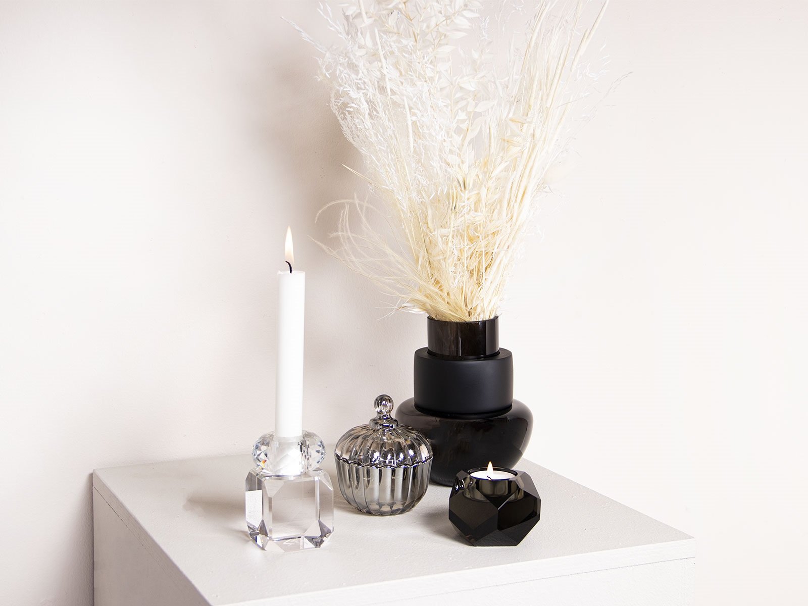 Krystal fyrfadsstage - Taks, smoke (Restparti)