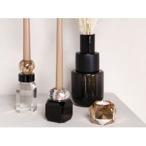 Krystal lysestage - Daisy, sort (Restparti)