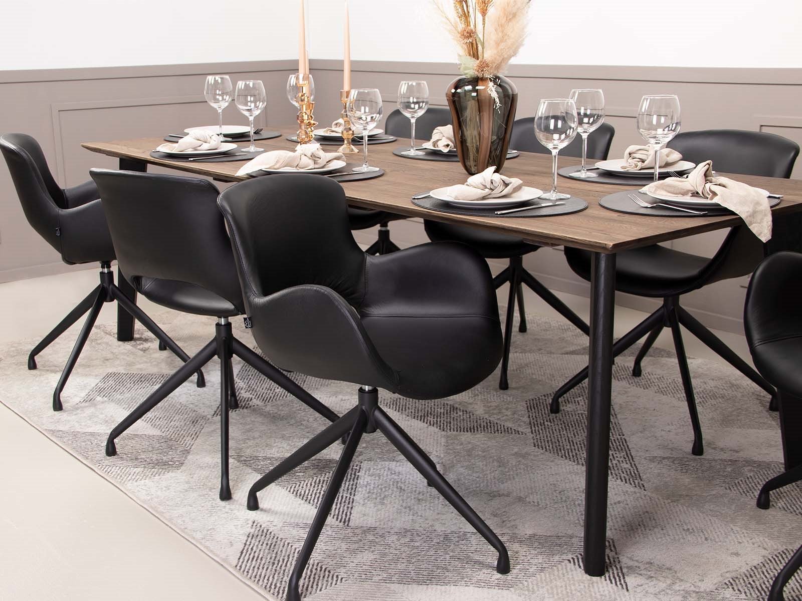 Spisebordsstol Sort L�der (Model: Luna)