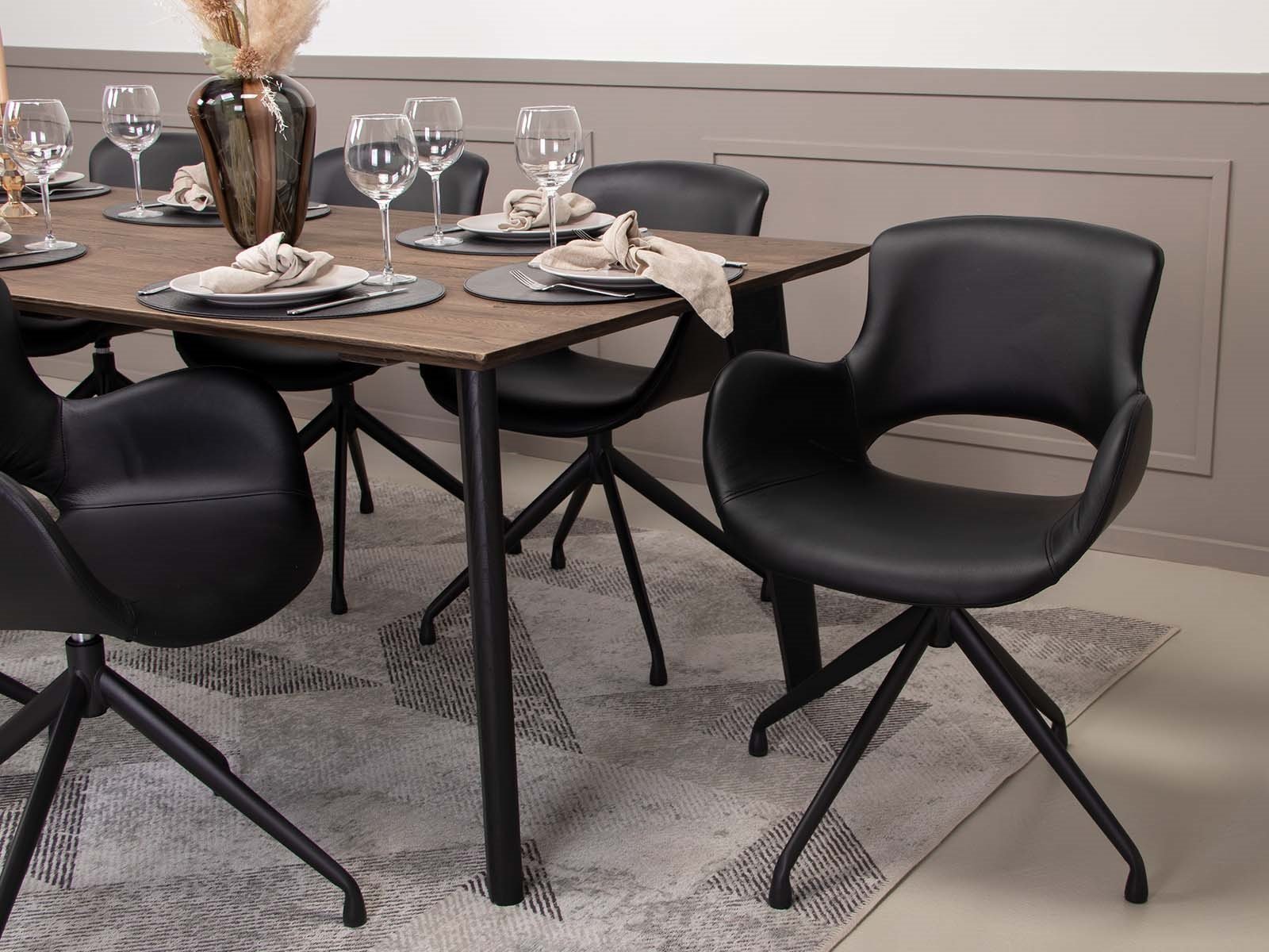 Spisebordsstol Sort L�der (Model: Luna)