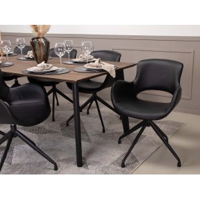 Spisebordsstol Sort L�der (Model: Luna)