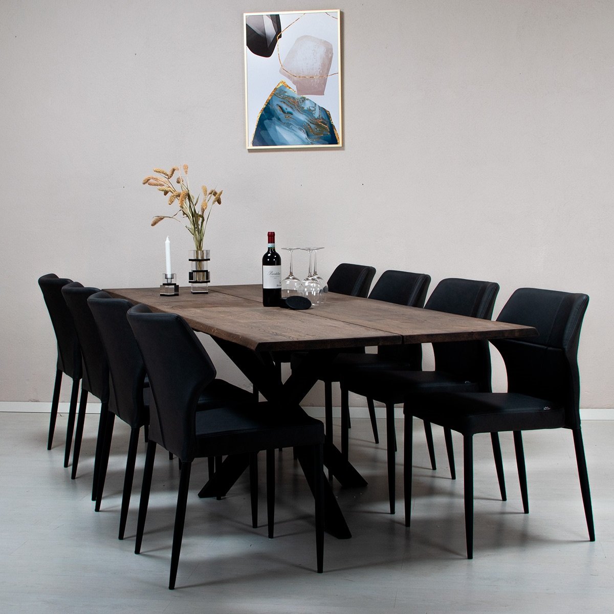 Plankebord i massiv eg - 295 x 95 cm - valgfri farve (Curve)
