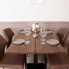 Caf�-/bar-/sofabord i massiv eg - 120 x 80 cm - valgfri farve (Curve)