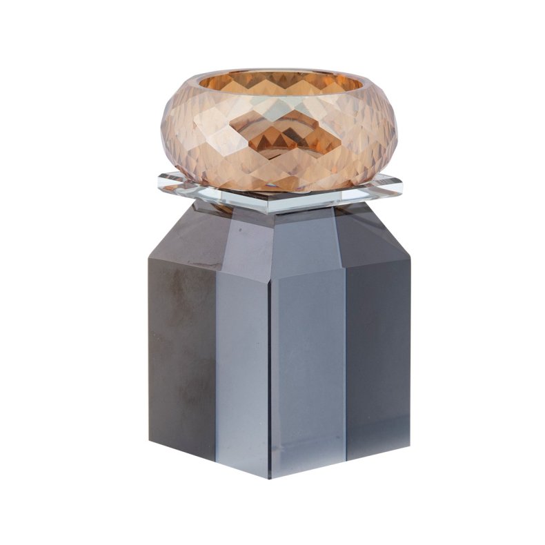 Krystal fyrfadsstage - Honeysuckle, smoke/klar/champagne (Restparti)