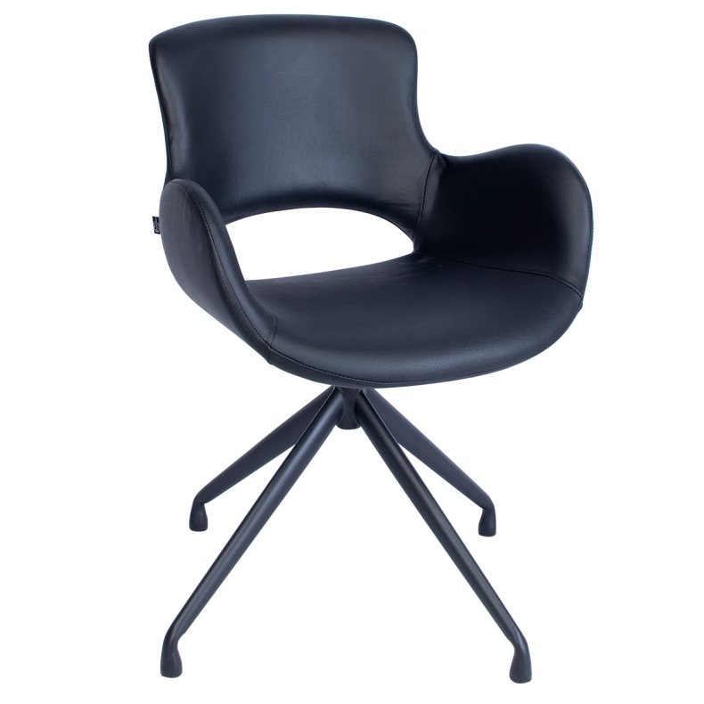 Spisebordsstol Sort L�der (Model: Luna)