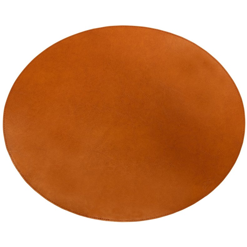 Oval d�kkeserviet - Cognac bonded l�der