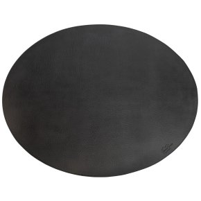 Oval d�kkeserviet - Sort bonded l�der 