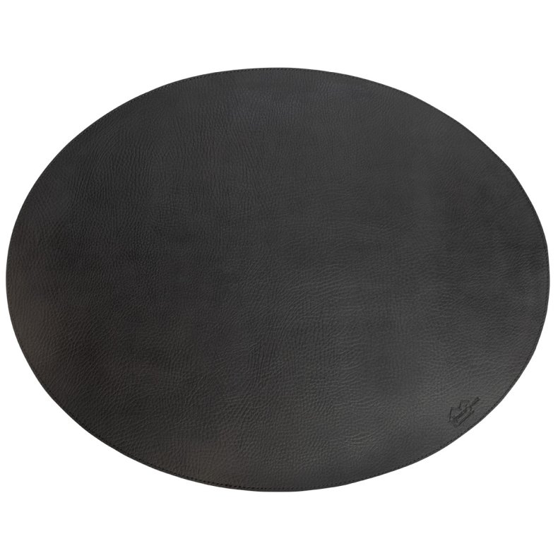 Oval d�kkeserviet - Sort bonded l�der 