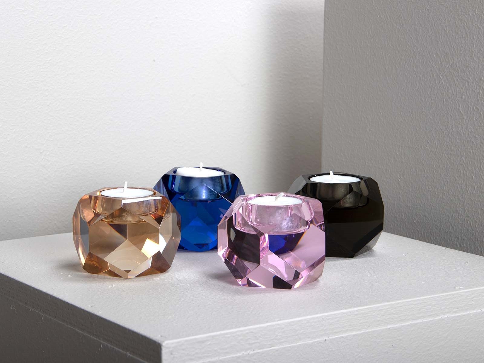 Krystal fyrfadsstage - Taks, bl� (Restparti)